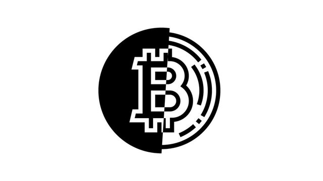 bitcoin cryptocurrency line icon animation