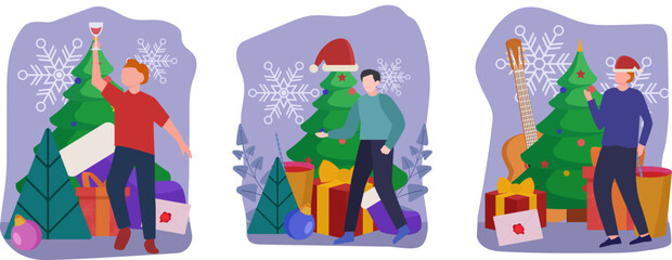 Christmas Celebration Flat Bundle Design Illustration