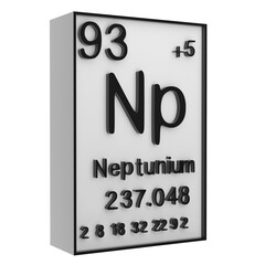 Neptunium,Phosphorus on the periodic table of the elements on white blackground,history of chemical elements, represents the atomic number and symbol.,3d rendering