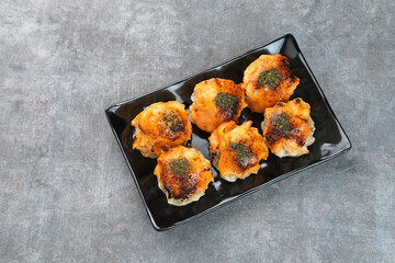 Dimsum with Japanese Mentai Sauce. 
