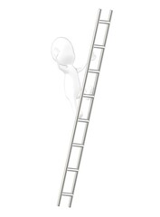 3d character , man falling high from a ladder