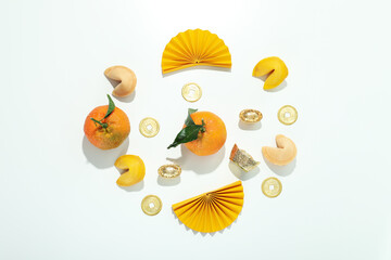 Concept of Happy Chinese new year, top view