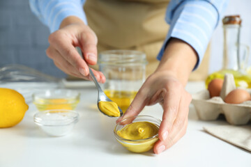 Concept of cooking egg sauce, mayonnaise sauce