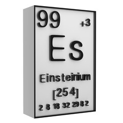 Einsteinium,Phosphorus on the periodic table of the elements on white blackground,history of chemical elements, represents the atomic number and symbol.,3d rendering