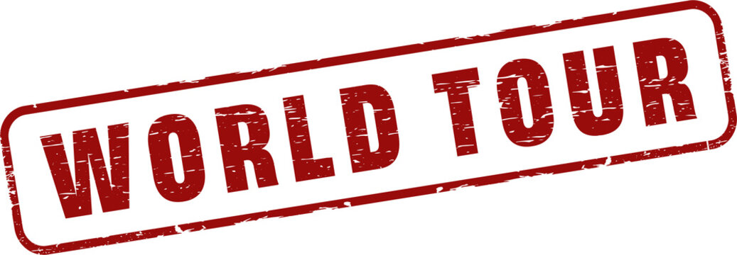 World tour grunge rubber stamp