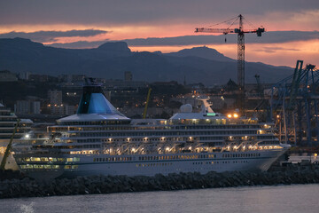 Phoenix cruiseship Artania and Costa cruise ship liner Pacifica for maintenance repair overhaul dry...