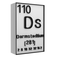 Darmstadtium,Phosphorus on the periodic table of the elements on white blackground,history of chemical elements, represents the atomic number and symbol.,3d rendering