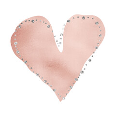 Luxurious Rose Gold Heart With Silver Glitter