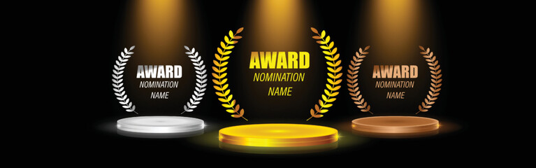 Set of 1st 2nd 3rd position template for competition, position, award, place vector illustration