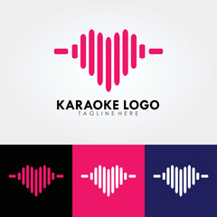 Abstract logo design, karaoke company branding. Design template with sound wave and heart shape