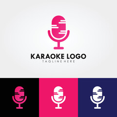 Abstract logo design, karaoke company branding. Design template with sound waves and microphone shapes