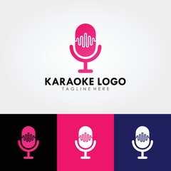 Abstract logo design, karaoke company branding. Design template with sound waves and microphone shapes