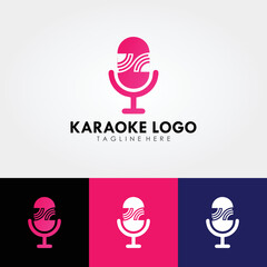 Abstract logo design, karaoke company branding. Design template with sound waves and microphone shapes