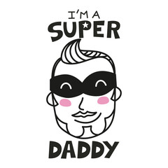 Illustration of a super daddy with handmade letters