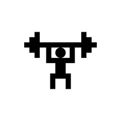 Obraz premium Weight lifting. Weightlifter vector icon. Sportsman lifting a barbell.
