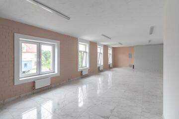 Empty room with raise floor or access floor or table floor with grid line clean new and symmetry in...