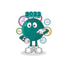 2023 with wristwatch cartoon. cartoon mascot vector