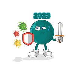 2023 against viruses cartoon. cartoon mascot vector
