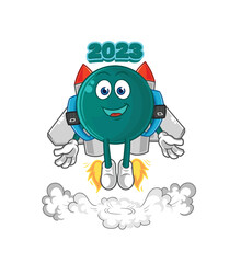 2023 with jetpack mascot. cartoon vector