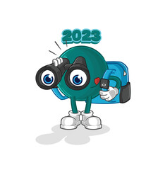 2023 with binoculars character. cartoon mascot vector