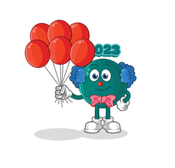 2023 clown with balloons vector. cartoon character