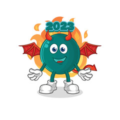 Fototapeta premium 2023 demon with wings character. cartoon mascot vector