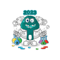 2023 mad scientist illustration. character vector
