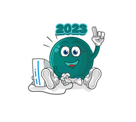 2023 playing video games. cartoon character