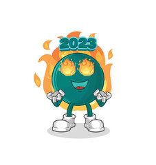 2023 on fire mascot. cartoon vector