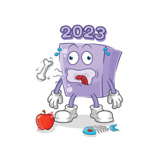 new year burp mascot. cartoon vector