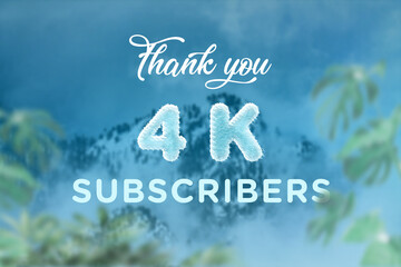Naklejka na ściany i meble 4 K subscribers celebration greeting banner with frozen Design