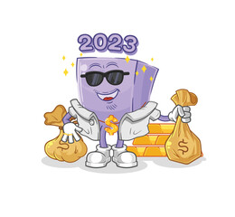 new year rich character. cartoon mascot vector