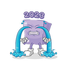 new year crying illustration. character vector