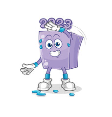 Obraz premium new year stretching character. cartoon mascot vector