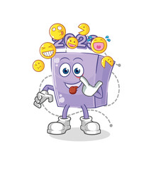 new year laugh and mock character. cartoon mascot vector
