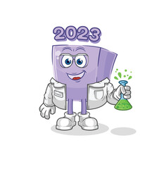 new year scientist character. cartoon mascot vector