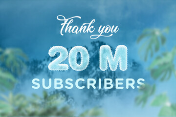 Naklejka na ściany i meble 20 Million subscribers celebration greeting banner with frozen Design