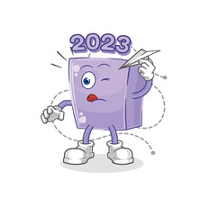 new year with paper plane character. cartoon mascot vector