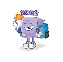 Obraz premium new year goes to school vector. cartoon character