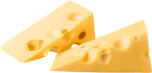 Pieces of Cheese Isolated on White