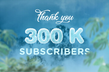 300 K  subscribers celebration greeting banner with frozen Design