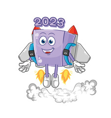 new year with jetpack mascot. cartoon vector