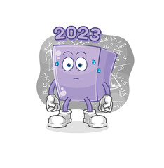 new year thinking hard vector. cartoon character