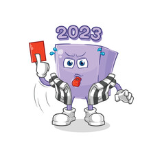 new year referee with red card illustration. character vector