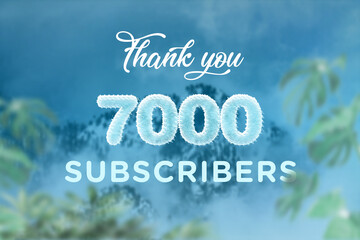 7000 subscribers celebration greeting banner with frozen Design