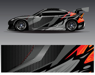 Car wrap design vector. Graphic abstract stripe racing background kit designs for wrap vehicle  race car  rally  adventure and livery