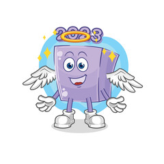 new year angel with wings vector. cartoon character