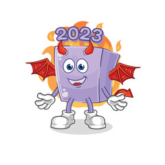 new year demon with wings character. cartoon mascot vector