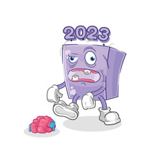 new year zombie character.mascot vector