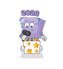 new year play whack a mole mascot. cartoon vector